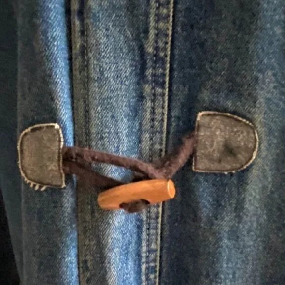 Vintage Liz Claiborne Liz Wear Women's Denim Toggle Closure Flannel Lined Jacket - Picture 8 of 16